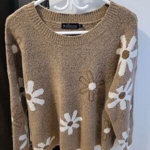 Brown Floral Sweater